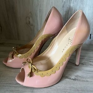 Ivanka Trump Peep Toe Pink & Beige Pumps